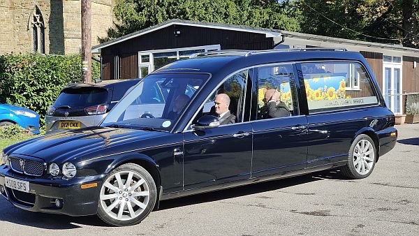 The hearse about to take Bobby on his final journey.