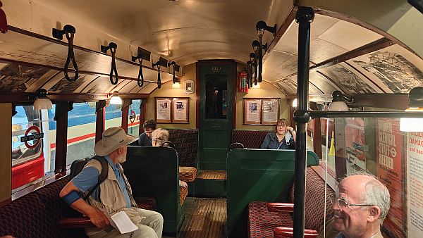 Inside an old underground train.